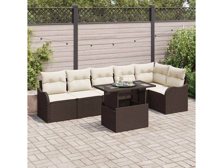 vidaXL Sofa Set 7 stk. Braun Poly Rattan