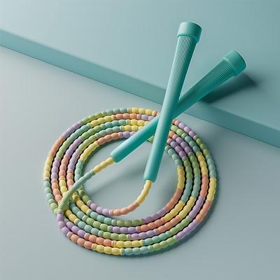 Market Central Adjustable Rainbow Jump Rope Tangle Free Fitness Skipping Rope For Home Workout Training cyan
