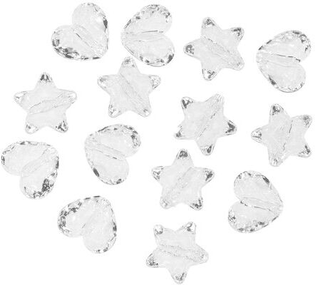Acrylsteine "Herz und Stern", transparent, 18–20 mm, 20 Stück