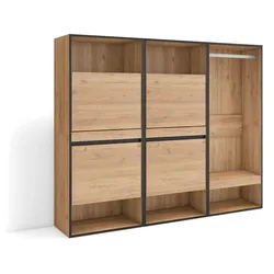 SKRAUT HOME Schuhschrank, Platzsparender Schrank, 180x35x145 cm, Schlafzimmer, Offener Schrank, Modern Style, Eiche _ 458_49