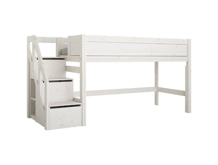 Halbhohes Bett mit Treppe 90x200cm