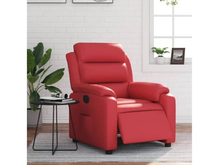 Relaxsessel Elektrisch Rot Kunstleder Fernsehsessel mit Motor,135 Grad Neigung,Seitentasche,feuchtes Tuch reinigen,Holz-Metall-Rahmen,110 kg