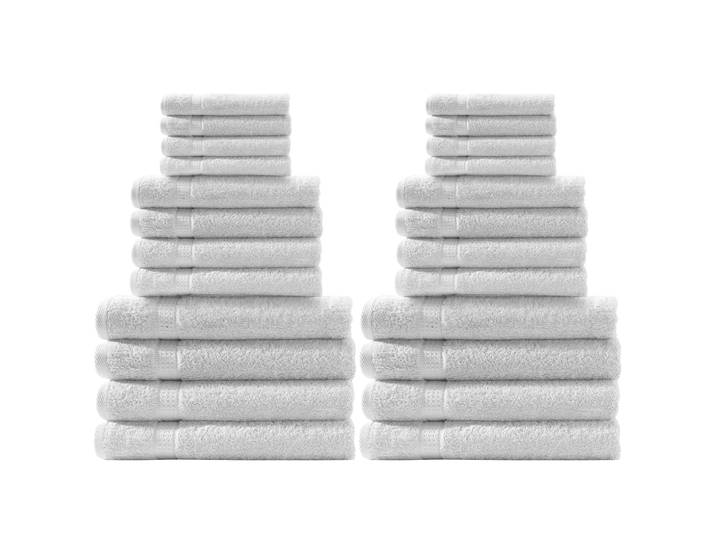 Handtuchset 24-teilig, je 8 Gäste-, Hand- und Badetücher, 100% Baumwolle, weiss