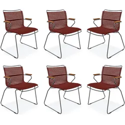 HOUE CLICK Set – 6 Design Gartenstühle mit Armlehnen