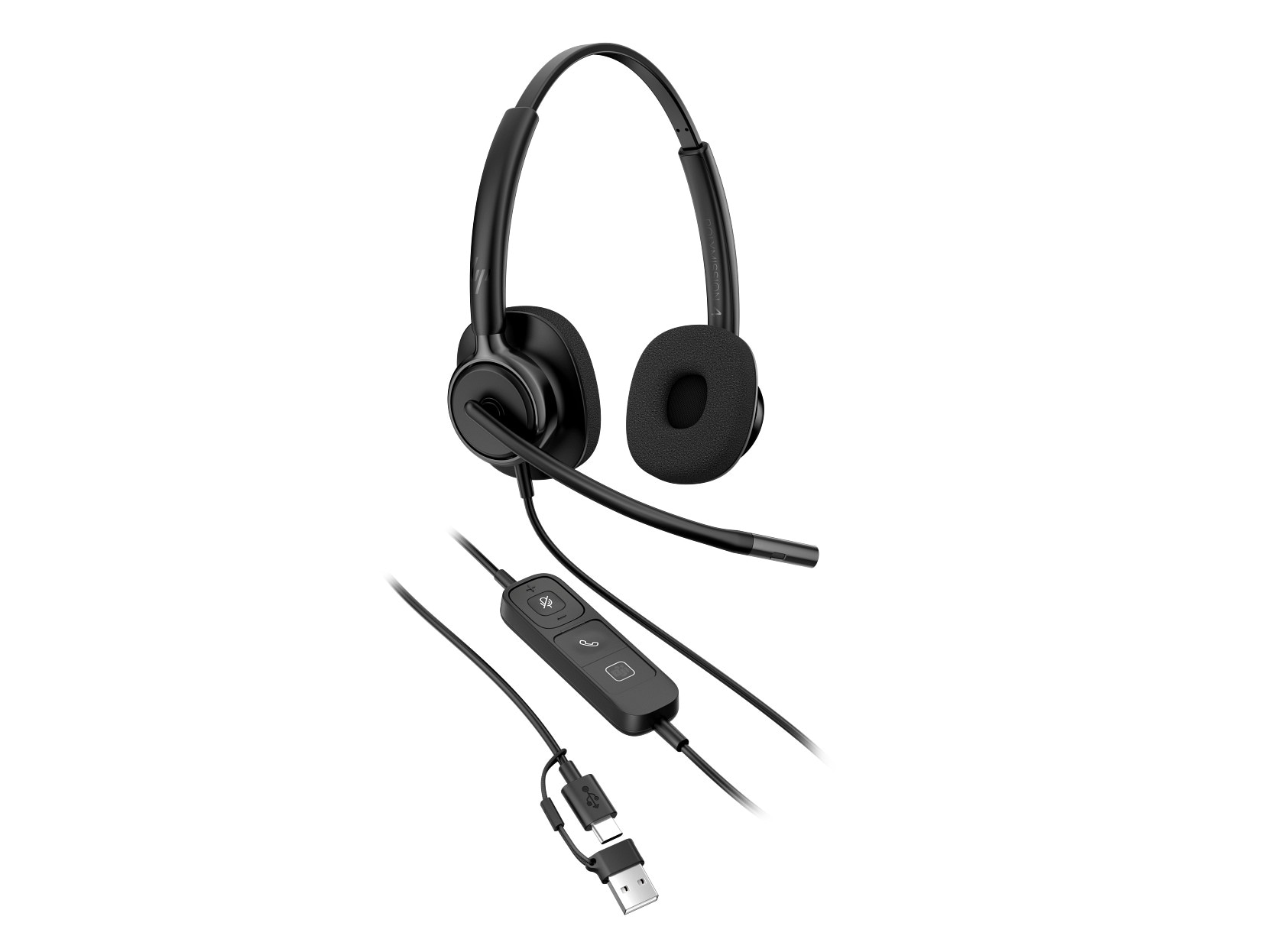 HP | Poly Mission 425 Stereo-Headset USB-C/A, kabelgebunden, KI-Geräuschunterdrückung, Bulk-Verpackung (Kommerzielles Produkt)