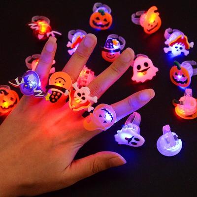 The Handy Homestead Glowing Halloween LED Light Rings: Pumpkin, Ghost, Skull Christmas Party Decoration, Kids Gift For Home 20pcs Christmas Mix