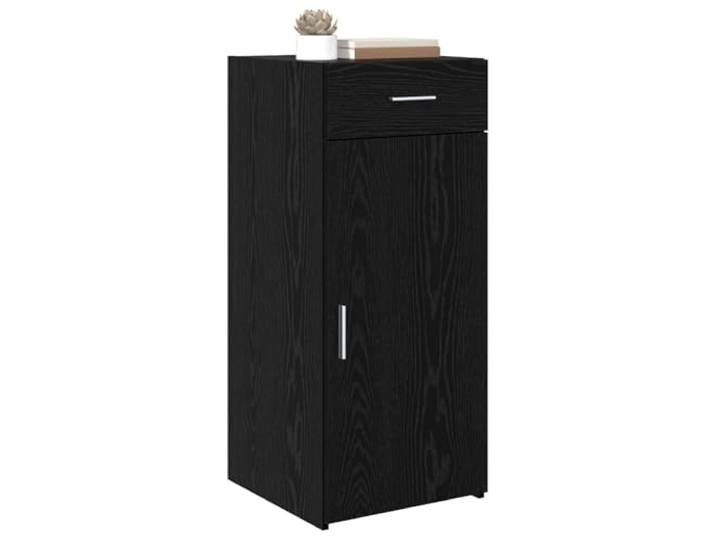 KTHLBRH Schrank Eiche schwarz 40 x 42,5 x 93 cm Ingenieurholz 1 Schublade, 1 reversible Tür, Innenregal, einfache Montage, geringe Wartung