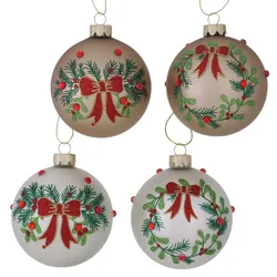 Boltze Weihnachtskugel Tradio 12er-Set, Ø 8 cm, Höhe 10 cm, grün/rot/weiß