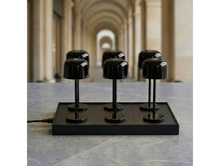 Tischlampe Quill Lucande, dimmbar, schwarz, für Wohn- / Esszimmer, Aluminium, Modern