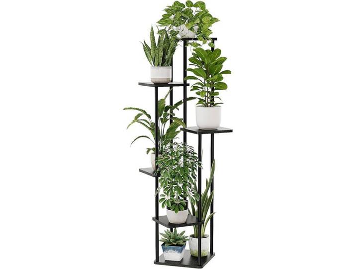 Étagère d'angle 6 niveaux en métal noir pour plantes intérieur et extérieur support fleurs compact salon balcon terrasse