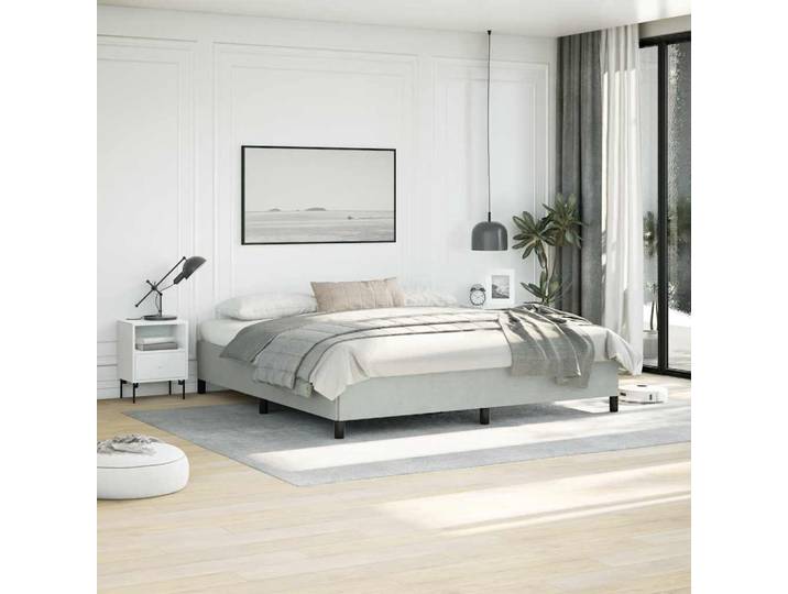 vidaXL Bettgestell ohne Matratze Hellgrau 193x203 cm King-Size Samt