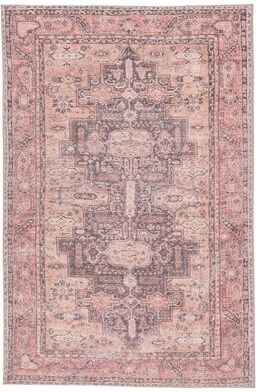 Gracewood Hollow Cosima Machine Washable Medallion Pink/ Dark Purple Area Rug