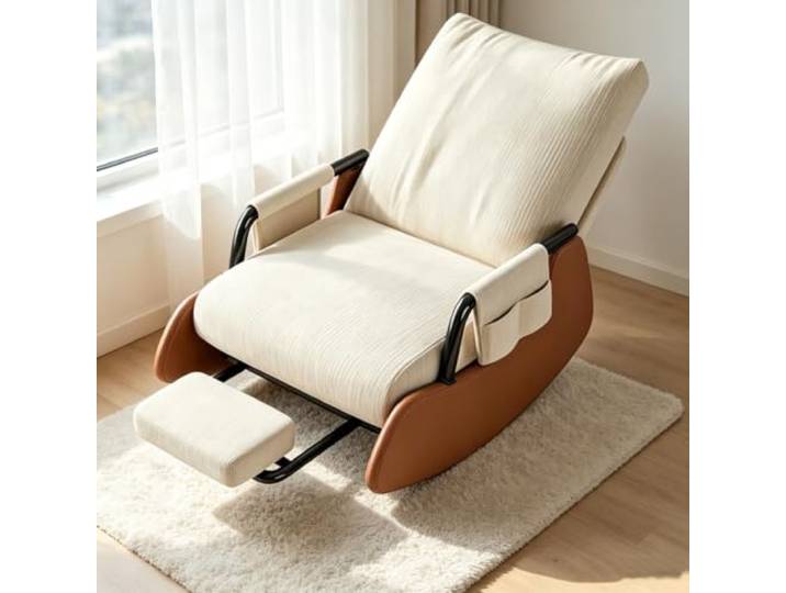 Ergonomischer Ruhesessel - für Lesen und Entspannung Sanfte Schaukelbewegung kombiniert mit integrierter Fußablage für ausgewogenen Sitzkomfort.