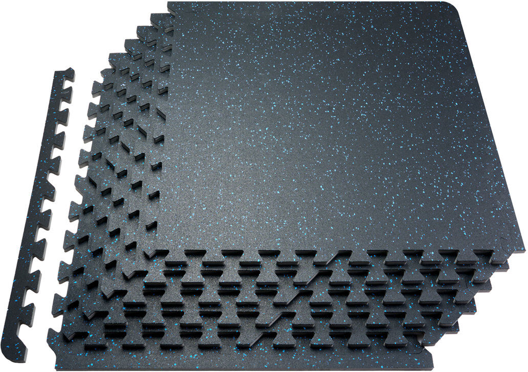 VEVOR 25 PCS 0.56" Thick Gym Floor Mats, 24" x 24" EVA Foam & Rubber Top Interlocking Workout Floor Mats Black 63.5cm L