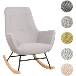 Schaukelstuhl HWC-N13, Schwingstuhl Relaxsessel Fernsehsessel, Massiv-Holz Metall Stoff/Textil 320g/m2 ~ hellgrau