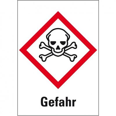 König Werbeanlagen Dreifke® Aufkleber I Gefahrensymbol Totenkopf mit gekreuzten Knochen GHS 06, Gefahr, Folie, 52x74mm, 500/Rolle, GHS-Verordnung