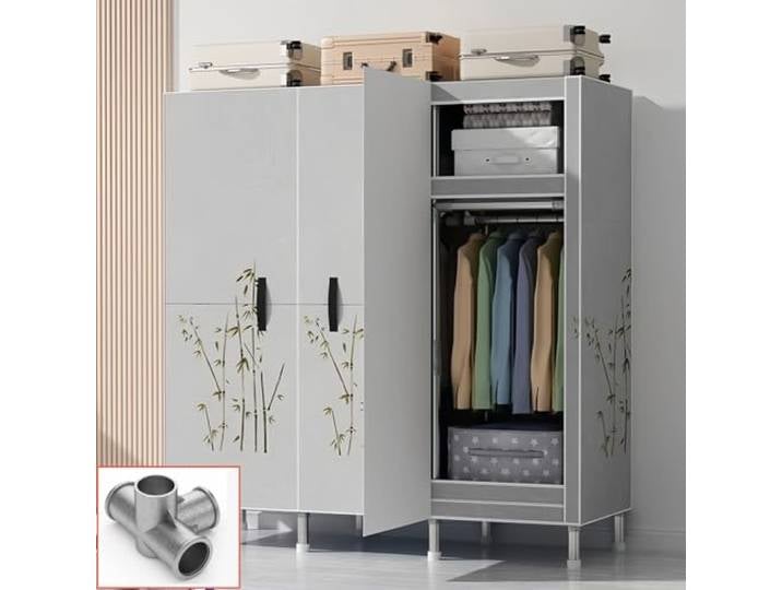 EZZPGDKU Kleiderschrank, Stoffkleiderschrank, Stoffschrank Mit Kleiderstange Stabil, Wardrobe Closet 205x45x170 cm, Faltschrank Magnetische Tür, Kleidung Schrank Für Schlafzimmer, Ankleidezimmer