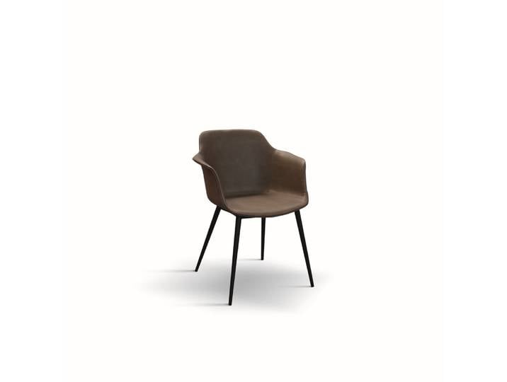 Lot de 4 chaises en simili cuir marron