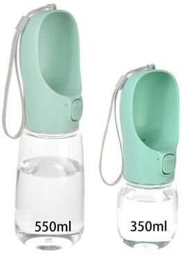 Inspired Finds Portable Dog Water Bottle With Built In Travel Bowl & Lanyard 350ml (11.8oz) green