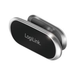 LogiLink Magnetischer Smartphone-Halter, 360° drehbar, bis 800 g, Aluminium, schwarz/silber AA0163