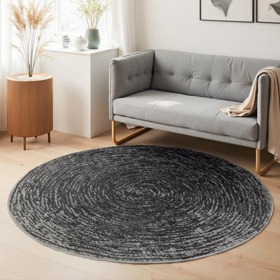 Teppich HANSE HOME "Cavallo", grau, H:9mm Ø:120cm, Polypropylen, Teppiche, Teppich, Wohnzimmer, Schlafzimmer, Flur, Kurzflor, meliert, Vintage, weich