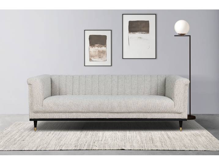 3-Sitzer HOME AFFAIRE Chamby , beige (creme), B:210cm H:71cm T:85cm, 100% Polyester;Samtoptik (100% Polyester), Scheuertouren >100.000, Pilling: 5, Sofas, 3-Sitzer, mit Holzrahmen unten und Steppung im Lehnenbereich