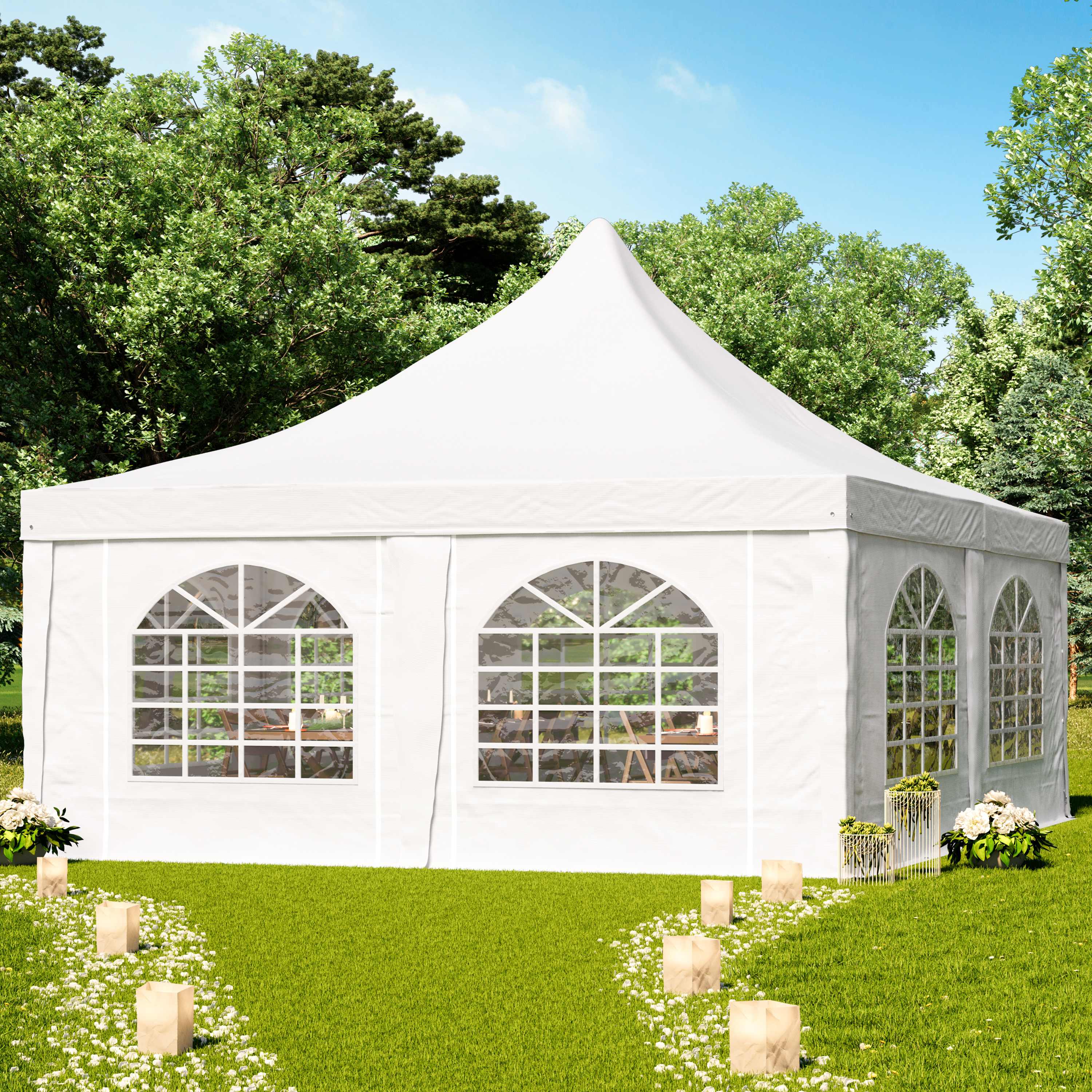 TOOLPORT 5x5m pagoda tent, PVC, white - (1064)