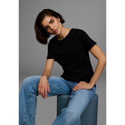 T-Shirt AJC, Damen, Gr. 44/46, schwarz, Jersey, Obermaterial: 100% Baumwolle, unifarben, Basic, oversize hüftlang, Rundhals, eingesetzt normaler Saum, Shirts T-Shirt, Basic-Stil, Oversize-Passform, Rundhalsausschnitt