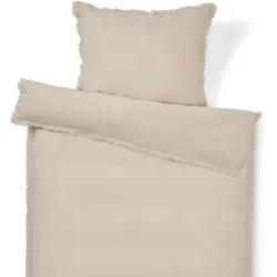 Tchibo - Premium-Perkal-Bettwäsche mit Fransen - beige