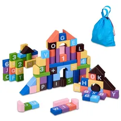 Relaxdays Bunte Bausteine im Set Blau,Gelb,Lila