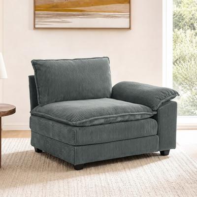 Uixe Modern Corduroy Upholstered Corner Armless Modular Sectional Sofa