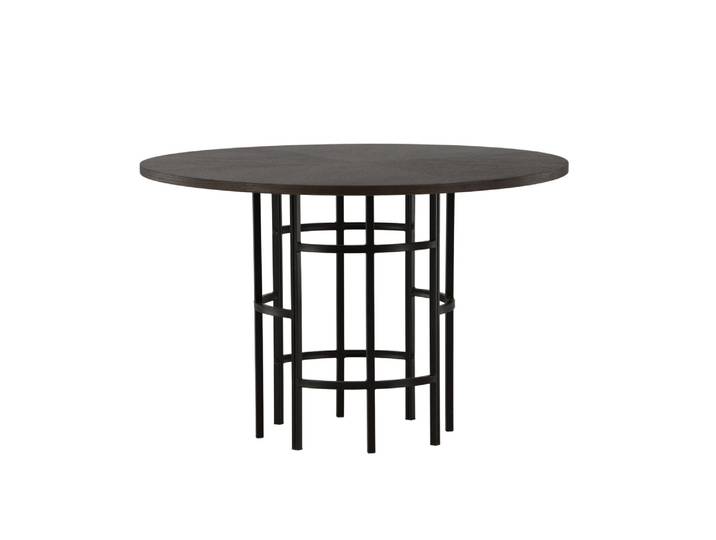 Esstisch VENTURE HOME Copenhagen, runder Esstisch in warmer Braunoptik, Ø 115 cm , braun (schwarz, mocca, mocca), B:115cm H:75cm T:115cm, Quercus mongolica, Tische, Esstisch, Esszimmertisch, MDF, Furnier, rund, einladend, modern