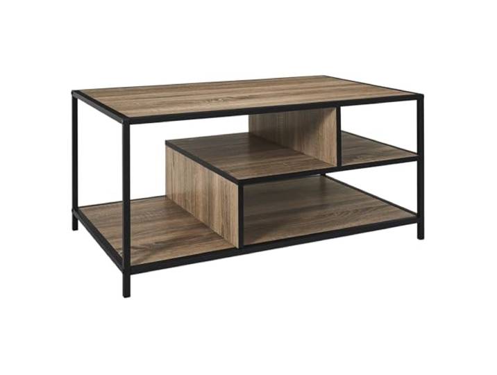 HOME DECO FACTORY Couchtisch Édison Modern Integrierter Stauraum Braun Couchtisch Édison, modernes Design, integrierter Stauraum, Wohnzimmer, pflegeleicht, robust, 90x42x55 cm, Braun und Schwarz