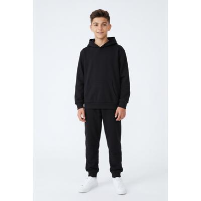 Jogginganzug NAME IT "NKMVIAN SWEAT SET BRU NOOS", Jungen, Gr. 146, schwarz (schwarz (blank)), Sweatware, Obermaterial: 100% Baumwolle, unifarben, Basic, Sportanzüge Jogginganzug, aus Baumwolle in Sweatware-Qualität, Basic Passform