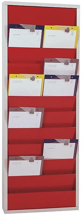Planungstafel, mit 10 Schienen, zweireihig, HxBxT 1280 x 554 x 74 mm, rot EICHNER