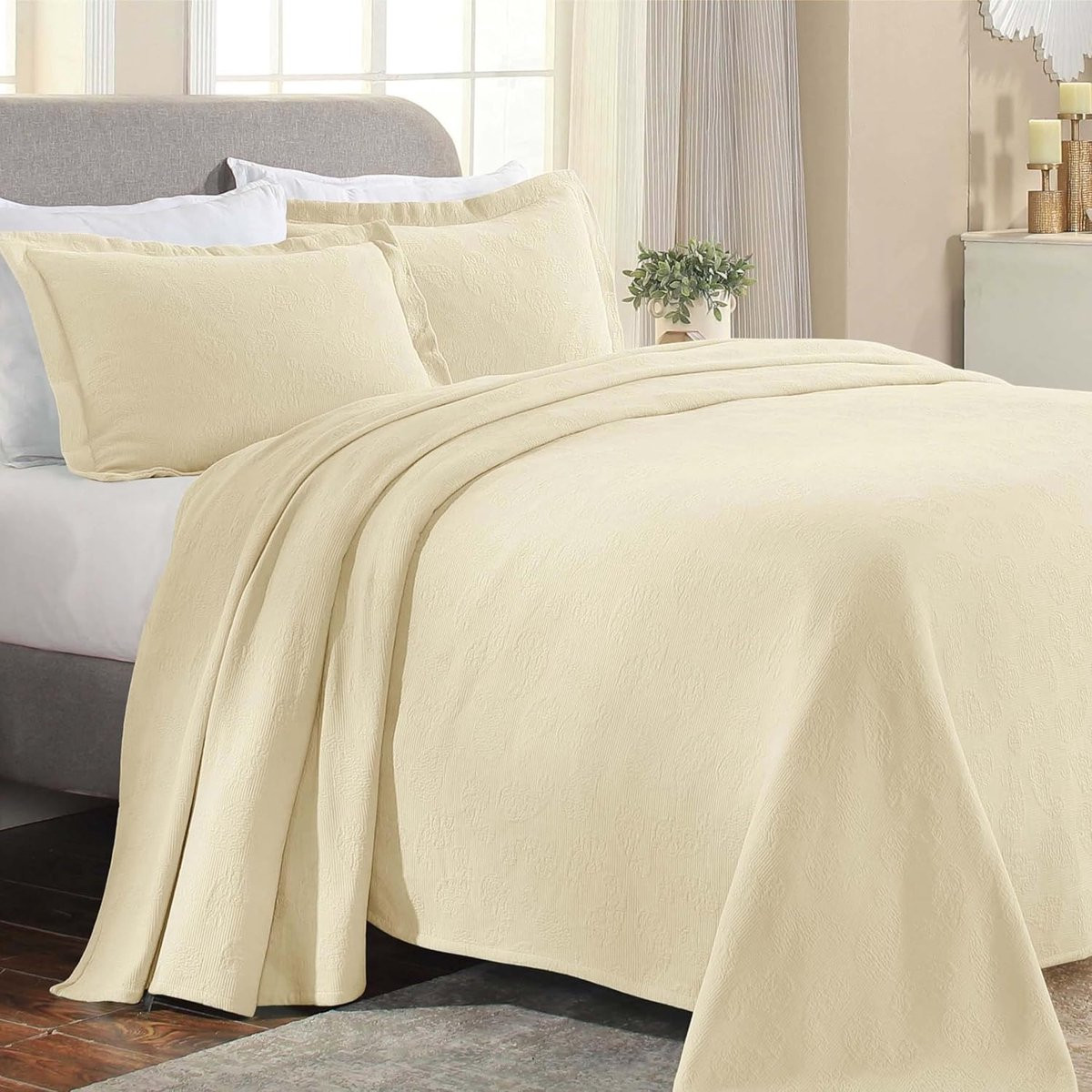Luxe Ivoor Katoenen Beddengoed voor Queen Size Bed