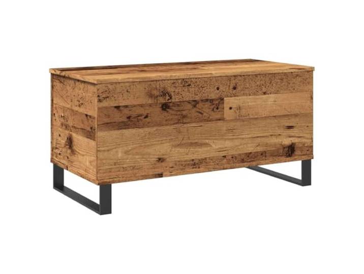 GHVBNMF Couchtisch Altholz-Optik 90x44,5x45 cm Beistelltisch Metall Praktischer Sofatisch mit Fach für Zeitschriften und Bücher im Wohnzimmer, belastbar bis 60 kg
