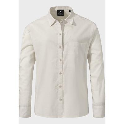Outdoorbluse SCHÖFFEL "Urban Blouse Style Chanduy WMS", Damen, Gr. 44, beige (9040, natur), Oberstoff: 73% Baumwolle 27% Hanf, bequem, V-Ausschnitt, Blusen