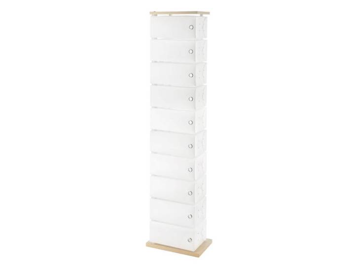 EMPORIUM porte-chaussures récipient FLUIDA WOOD (Blanc 10 Tiroirs - Polypropylène et bois naturel)