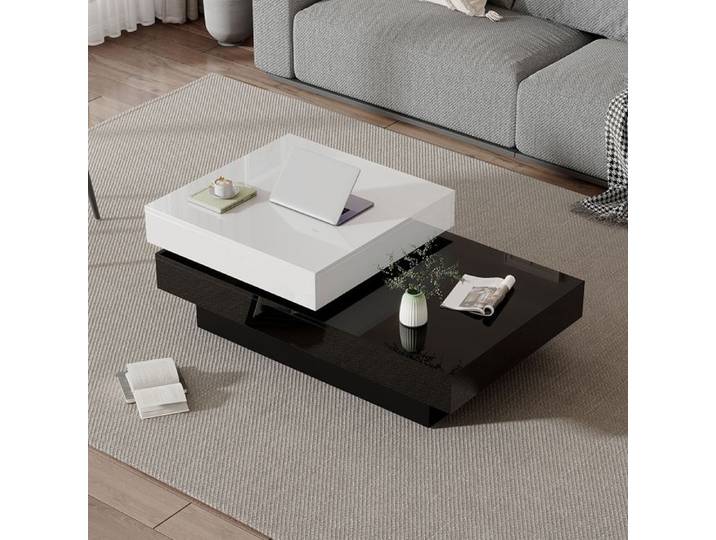Table basse pivotante avec coutures noires et blanches table basse moderne