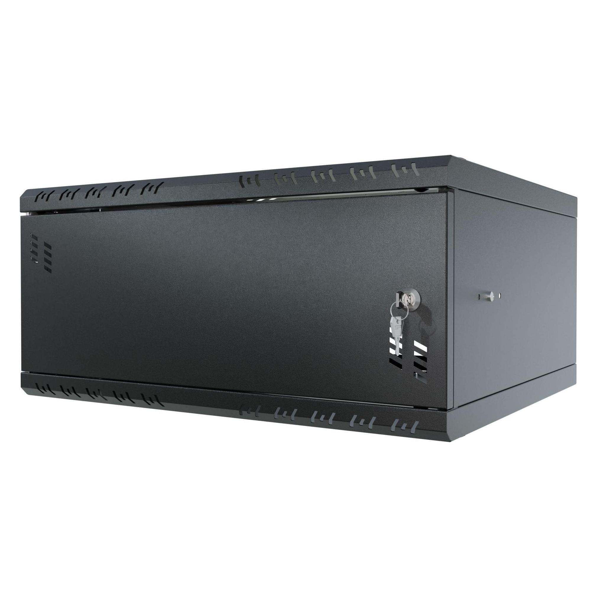 Stalflex Rack Cabinet 19" 4U, 450mm, Metal Door, Black S-RC19-4U-450MB (4 HE, 19 Zoll Rack) (S-RC19-4U-450MB)