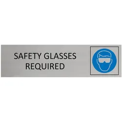 CombiCraft Aluminium Türschild Safety Glasses Required 165x45mm mit 3M-Tape zur Befestigung, einfache Kennzeichnung von Räumen und Bereichen