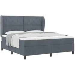 vidaXL, Boxspringbett, Boxspringbett Mit Matratze Samt Dunkelgrau (180 x 200 cm)