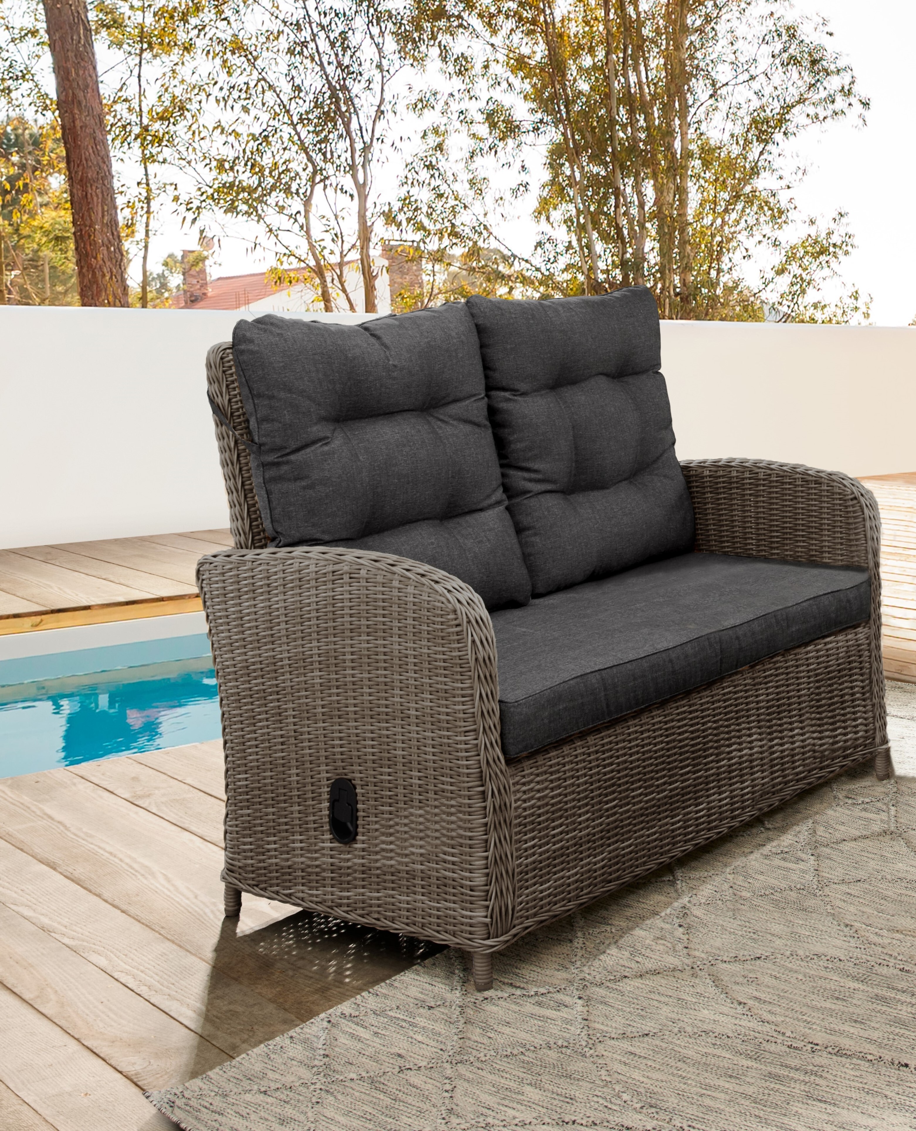 Destiny 2-Sitzer Gartensofa MERANO, Rückenlehne verstellbar, vintage grau