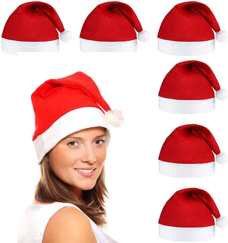 INF Weihnachtsmützen 10er-Pack: Santa-Mützen für Erwachsene, festliche Urlaubsartikel aus Vliesstoff