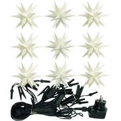 Freizeit Garten Spiel Weihnachts-Sternenkette,Weiß, Kunststoff, 9 Lampen, LED, 12 cm