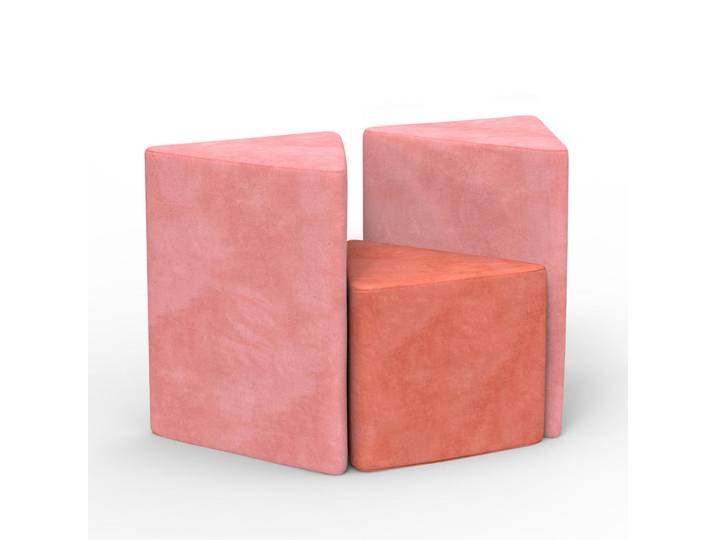 Vercart Hocker Cord Dreieck Rosa 3er-set, Pink, Mode, Dreieckig, 53x40x53 cm, Wohnzimmer, Sessel, Hocker & Hockerbänke, Sitzhocker
