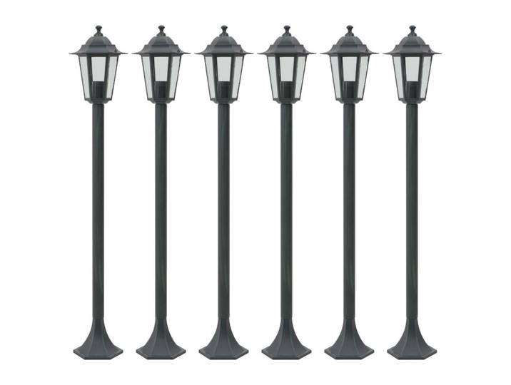 vidaXL Garten-Pollerleuchte 6er set E27 110 Cm Aluminium Dunkelgrün, Metall, Formgebogen, 19x110x19 cm, Lampen & Leuchten, Außenbeleuchtung, Wegbeleuchtung, Wegeleuchten