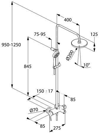 Kludi LOGO Einhebelmischer Dual Shower System mit Wanneneinlauf