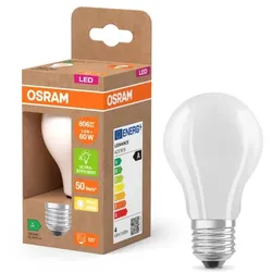 OSRAM E27 LED Lampe Classic Frosted 3,8W wie 60W warmweißes Licht 2700K - Energy efficiency class A - besonders effizient